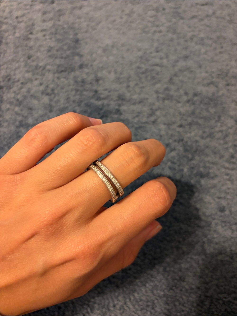 Elegant Silver Double Band Pavé Ring - Women's Jewelry